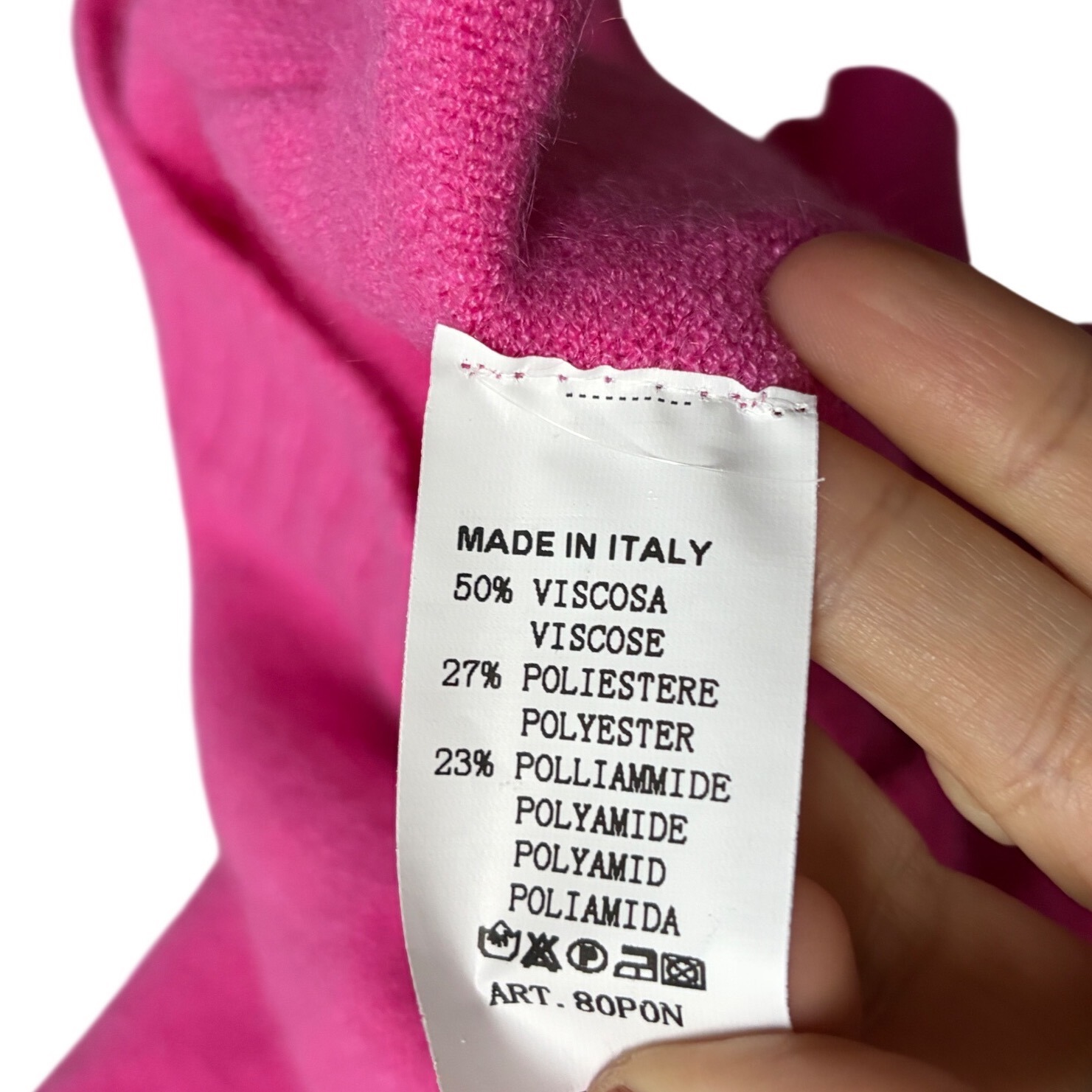 Jaki London V-Neck Hot Pink Poncho Sweater Pockets One Size — image 6 of 7